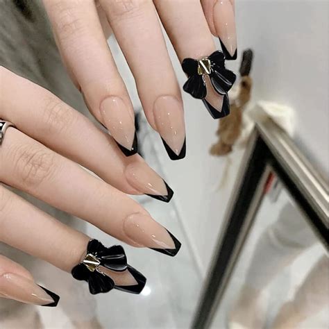 black french tip coffin nails